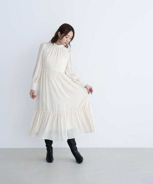 セール】◇バックリボンジャガードワンピース（ワンピース）｜NATURAL