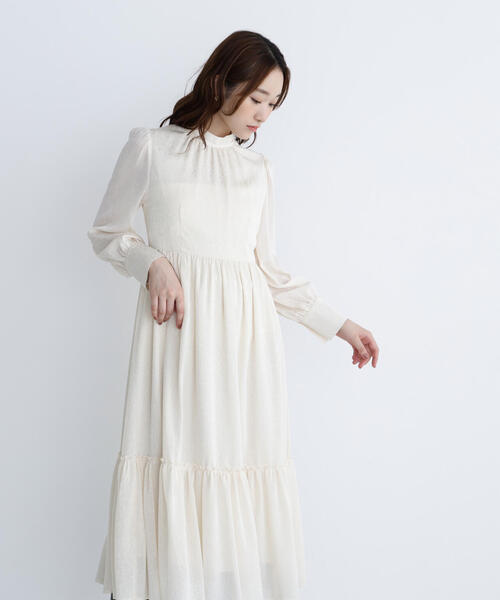 セール】◇バックリボンジャガードワンピース（ワンピース）｜NATURAL