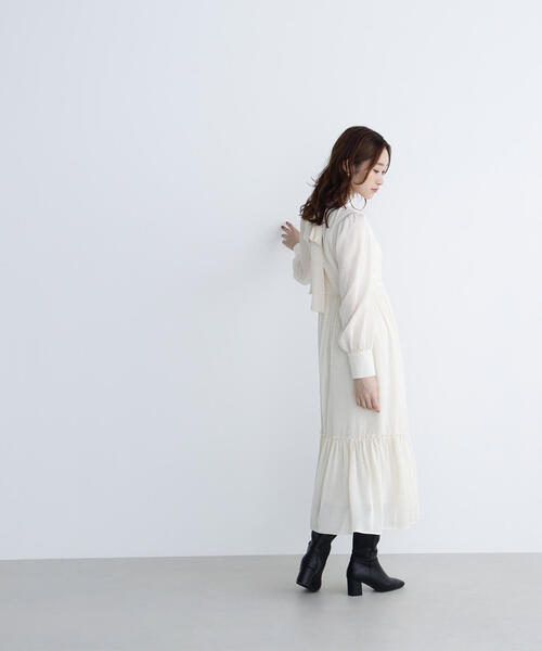 セール】◇バックリボンジャガードワンピース（ワンピース）｜NATURAL