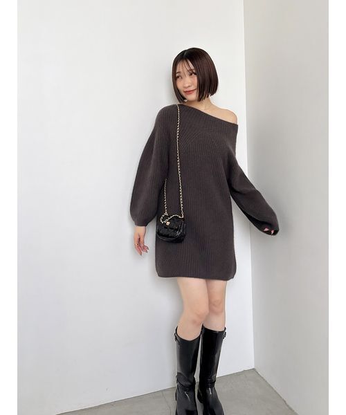 ラクーンミニニットワンピース(ワンピース)|SNIDEL(スナイデル)の ラクーンミニニットワンピース(ワンピース)|SNIDEL(スナイデル)の