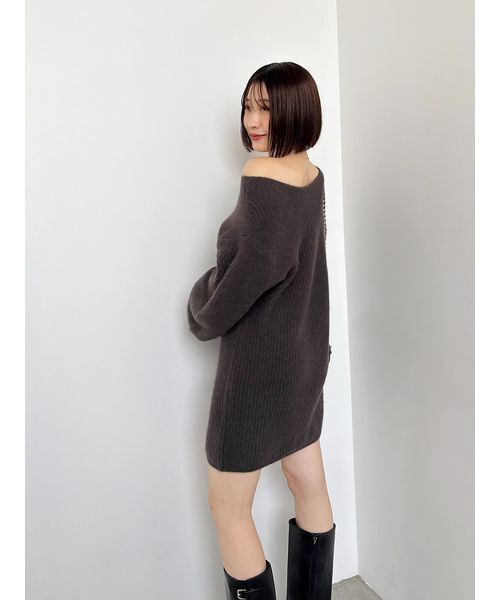 SNIDEL(スナイデル)の「ラクーンミニニットワンピース(ワンピース・レディース・ライトベージュ/チャコールグレー/ピンク・F)」の8枚目の写真