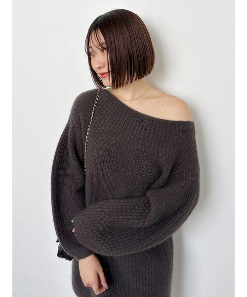 SNIDEL(スナイデル)の「ラクーンミニニットワンピース(ワンピース・レディース・ライトベージュ/チャコールグレー/ピンク・F)」の10枚目の写真