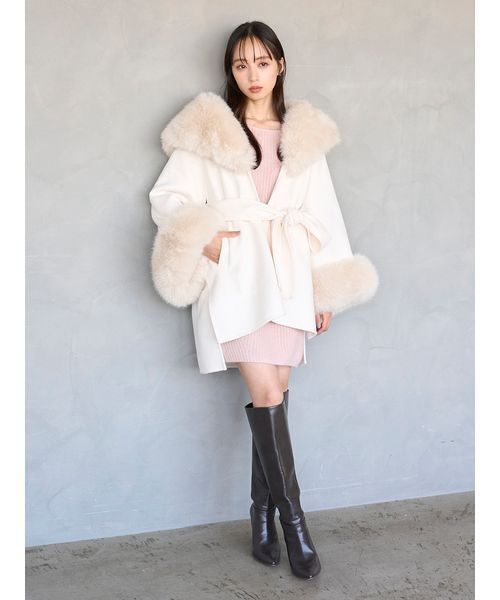 SNIDEL(スナイデル)の「ラクーンミニニットワンピース(ワンピース・レディース・ライトベージュ/チャコールグレー/ピンク・F)」の21枚目の写真