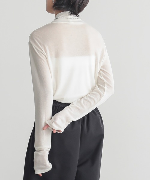 for/c(フォーシー)の「ウール混ハイネックカットソー【サスティナブル】(Tシャツ/カットソー・レディース・オフホワイト/ブラック/チャコール・M/L/LL)」の9枚目の写真