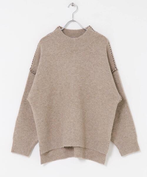 ITEMS URBANRESEARCH（アイテムズ アーバンリサーチ）の「ハンドステッチハイネックニット（ニット/セーター・レディース・グリーン/オフホワイト/ライトブラウン/グレー・FREE）」の18枚目の写真