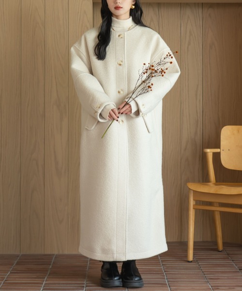 ブークレノーカラーロングコート（その他アウター）｜hinari（ヒナリ