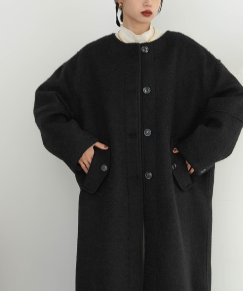 ブークレノーカラーロングコート（その他アウター）｜hinari（ヒナリ