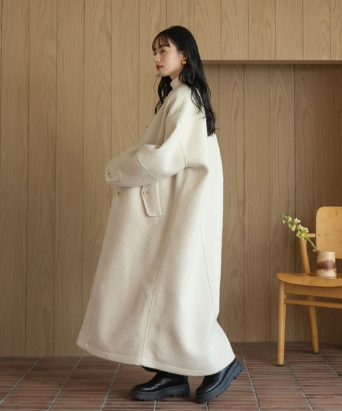 hinari(ヒナリ)の「ブークレノーカラーロングコート(その他アウター・レディース・ベージュ/アイボリー/ブラック・SMALL/FREE)」の22枚目の写真