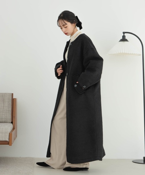 ブークレノーカラーロングコート（その他アウター）｜hinari（ヒナリ