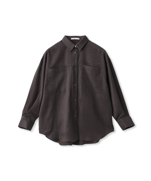 Droite lautreamont（ドロワットロートレアモン）の「フェイクスエードシャツ≪洗濯機で洗える≫（シャツ/ブラウス・レディース・キャメル/チャコールグレー・M）」の22枚目の写真