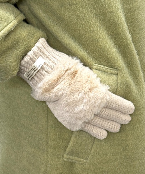 ティペット1点 シュシュ7点 ファー付き手袋2点 セール】【SETUP7】C'est doux ファー付き 裏ボア 5本指手袋 FTL（手袋