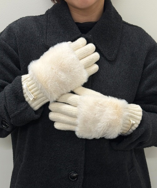 セール】【SETUP7】C'est doux ファー付き 裏ボア 5本指手袋 FTL（手袋