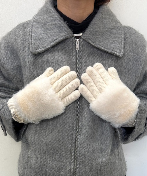 セール】【SETUP7】C'est doux ファー付き 裏ボア 5本指手袋 FTL（手袋