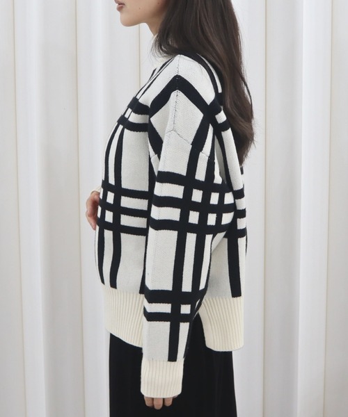 CECIL McBEE(セシルマクビー)の「もちもちアンゴラライクハイネックプルオーバー(ニット/セーター・レディース・オフホワイト/ブラック/ブラック系その他・MEDIUM)」の16枚目の写真