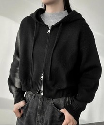 d.i.a. フード付きブラックニットセーター フード付き」に該当するニット/セーター（ブラック/黒色系
