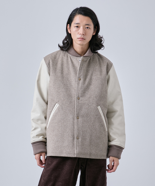 BC.STOCK バーシティージャケット　スタジャン　ウール　ベーセーストック タスマニアウール ウインドシャフト バーシティージャケット