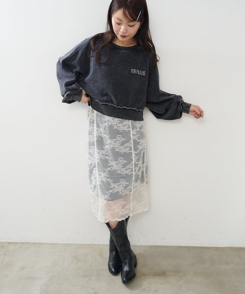 Kastane（カスタネ）の「【S.Mサイズ展開】ラインストーンスウェット（スウェット・レディース・チャコールグレー/ホワイト/ブラウン・SMALL/MEDIUM）」の8枚目の写真