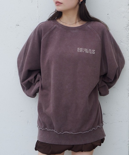 Kastane（カスタネ）の「【S.Mサイズ展開】ラインストーンスウェット（スウェット・レディース・チャコールグレー/ホワイト/ブラウン・SMALL/MEDIUM）」の3枚目の写真