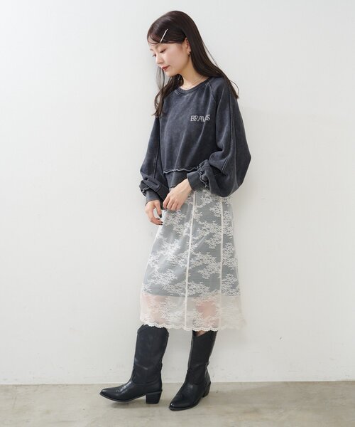 Kastane（カスタネ）の「【S.Mサイズ展開】ラインストーンスウェット（スウェット・レディース・チャコールグレー/ホワイト/ブラウン・SMALL/MEDIUM）」の5枚目の写真