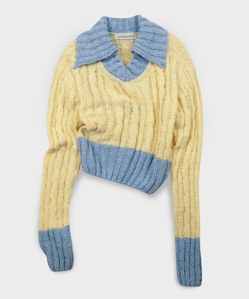 PLACE STUDIO（プレイススタジオ）の「ソフトブークルVネックケーブル配色ニットプルオーバースリーブ（ニット/セーター・レディース・ライトベージュ/アイボリー・FREE）」の9枚目の写真