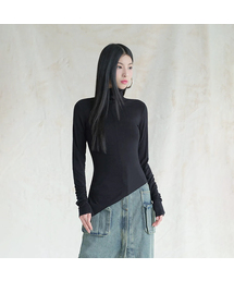 Diagonal Turtleneck Tee BLACK