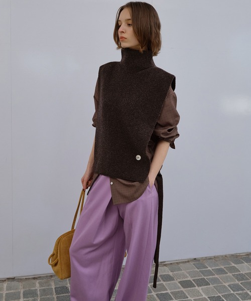 LE CIEL BLEU(ルシェルブルー)の「アシンメトリックニットベスト / Asymmetric Knit Vest(ニット/セーター・レディース・ブラウン/グレー/アイボリー・36)」の3枚目の写真