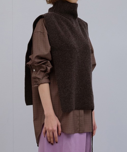 LE CIEL BLEU(ルシェルブルー)の「アシンメトリックニットベスト / Asymmetric Knit Vest(ニット/セーター・レディース・ブラウン/グレー/アイボリー・36)」の10枚目の写真