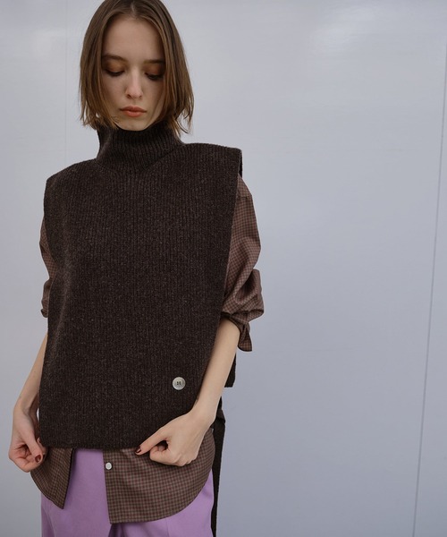 LE CIEL BLEU(ルシェルブルー)の「アシンメトリックニットベスト / Asymmetric Knit Vest(ニット/セーター・レディース・ブラウン/グレー/アイボリー・36)」の12枚目の写真