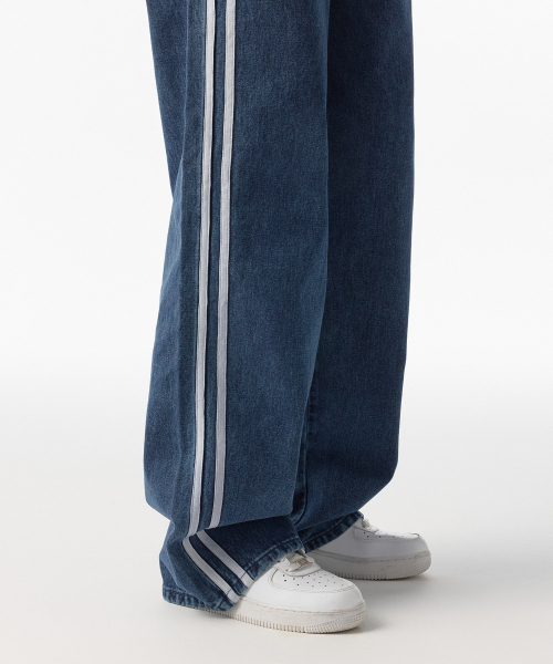 MUSINSA STANDARD WOMAN（ムシンサスタンダードウーマン）の「ウィメンズワイドトラックデニムパンツ[ミディアムインディゴ]（デニムパンツ・レディース・その他・26/27/28/29/30/24/25）」の6枚目の写真