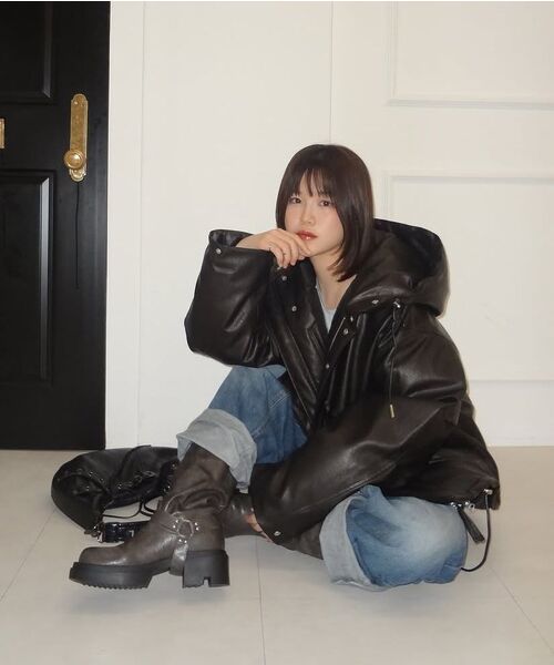 SALT AND CHOCOLATE（ソルトアンドチョコレート）の「ラウンドトライダーバックルブーツ412446014 (6cm/3色)（ブーツ・レディース・グレー/ブラウン/ブラック・22.5cm/23cm/23.5cm/24cm/24.5cm/25cm）」の14枚目の写真