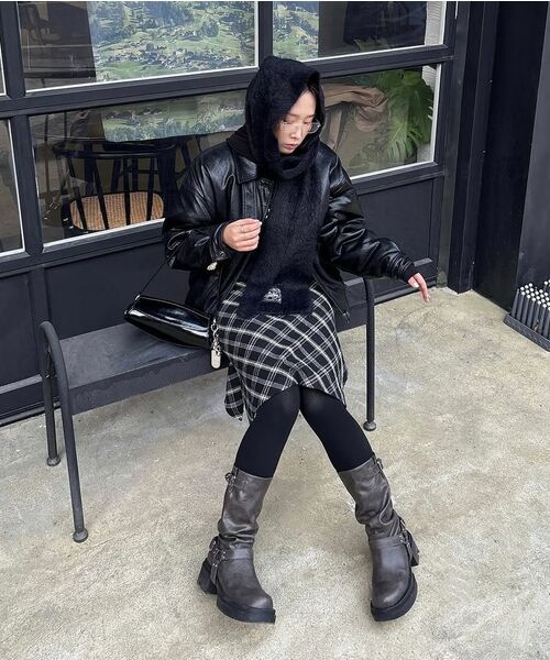 SALT AND CHOCOLATE（ソルトアンドチョコレート）の「ラウンドトライダーバックルブーツ412446014 (6cm/3色)（ブーツ・レディース・グレー/ブラウン/ブラック・22.5cm/23cm/23.5cm/24cm/24.5cm/25cm）」の6枚目の写真