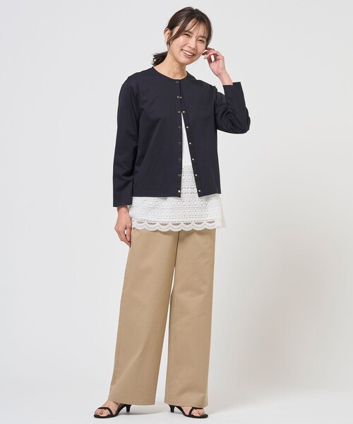 J.PRESS Ladies(J.プレス レディス)の「チノストレッチ ワイドパンツ(その他パンツ・レディース・ベージュ系/ネイビー系/アイボリー系・S/XS)」の6枚目の写真