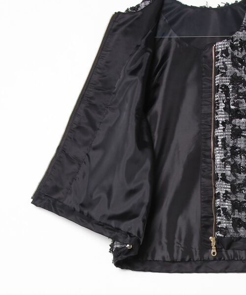 EGLANTINE(エグランティーヌ)の「EGLANTINE ツィード中綿ベスト(ベスト・レディース・ブラック×ホワイト/ブラック×ブラック・38)」の3枚目の写真