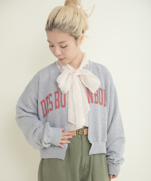 CHILD WOMAN（チャイルドウーマン）の「BONBONプリントスウェット リメイクはおりカーディガン（カーディガン/ボレロ・レディース・グレー/ネイビー・FREE）」の2枚目の写真