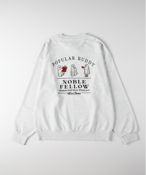 Right-on（ライトオン）の「【POWER TO THE PEOPLE】ゴースト刺繍クルーネックトレーナー（スウェット・メンズ・ブラック/グリーン/ライトグレー・L/XL/M）」の3枚目の写真