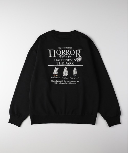 Right-on（ライトオン）の「【POWER TO THE PEOPLE】ゴースト刺繍クルーネックトレーナー（スウェット・メンズ・ブラック/グリーン/ライトグレー・L/XL/M）」の2枚目の写真