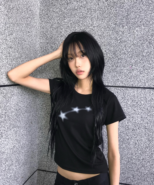 CHICKS(チックス)の「ミニスタライトクロップスリムフィット半袖Tシャツブラック(Tシャツ/カットソー・レディース・ブラック・FREE)」の1枚目の写真