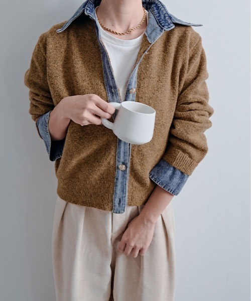 kirakiraShop(キラキラショップ)の「デニムライク ドッキング カーディガン(カーディガン/ボレロ・レディース・キャメル/杢グレー/オートミール/ネイビー/チャコール/ダークブラウン/ワイン・FREE)」の19枚目の写真