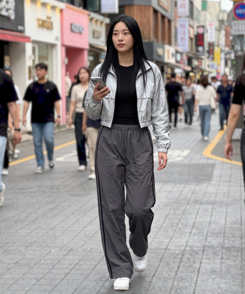 BUTTON SEOUL（ボタンソウル）の「ベーシックラインナイロンストリングパンツ（グレー）（スウェットパンツ・メンズ・その他・MEDIUM/LARGE/X-LARGE/SMALL/X-SMALL）」の7枚目の写真