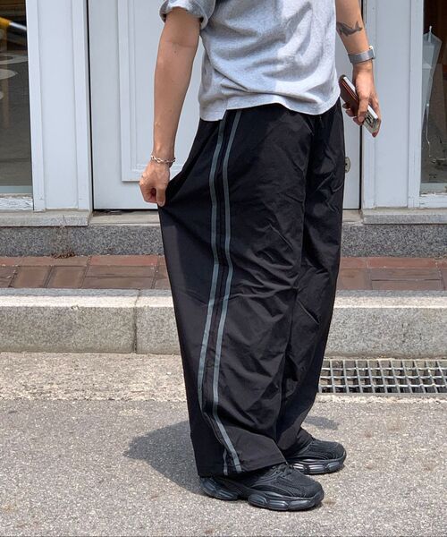 BUTTON SEOUL（ボタンソウル）の「ベーシックラインナイロンストリングパンツ（グレー）（スウェットパンツ・メンズ・その他・MEDIUM/LARGE/X-LARGE/SMALL/X-SMALL）」の3枚目の写真