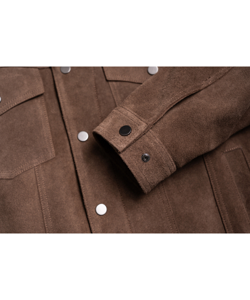 CONNECT KINLOCH（コネクトキンロック）の「[リアルレザー] 馬革ポイントスエードトラッカージャケット [ブラウン]（ライダースジャケット・メンズ・ブラウン・SMALL/MEDIUM/LARGE）」の4枚目の写真