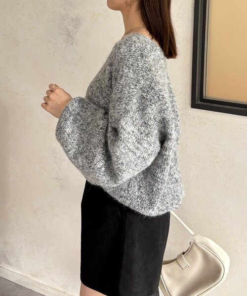 Thevon(ゼボン)の「VネックMIXショートニット(ニット/セーター・レディース・ベージュ/モカ/パープル/グレー・FREE)」の10枚目の写真