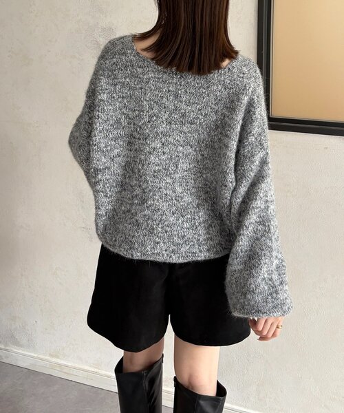 Thevon(ゼボン)の「VネックMIXショートニット(ニット/セーター・レディース・ベージュ/モカ/パープル/グレー・FREE)」の11枚目の写真