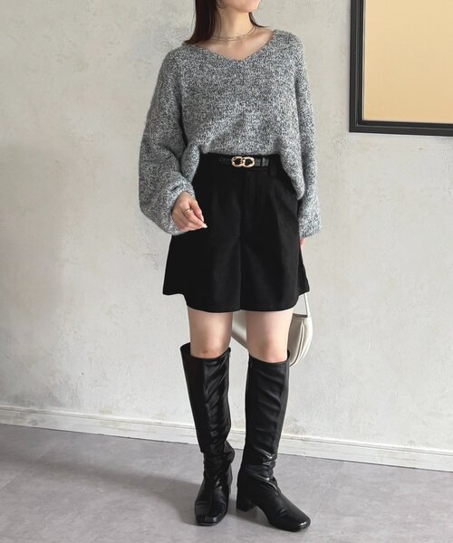 Thevon(ゼボン)の「VネックMIXショートニット(ニット/セーター・レディース・ベージュ/モカ/パープル/グレー・FREE)」の15枚目の写真