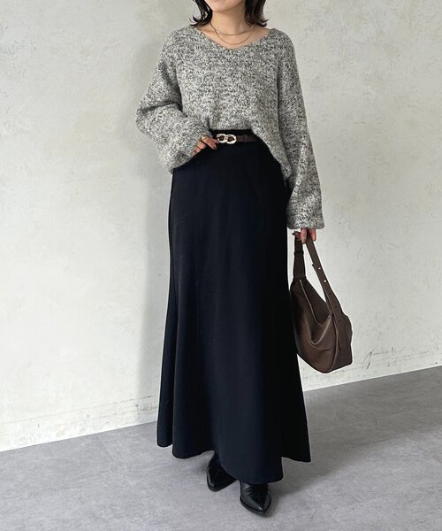 Thevon(ゼボン)の「VネックMIXショートニット(ニット/セーター・レディース・ベージュ/モカ/パープル/グレー・FREE)」の20枚目の写真