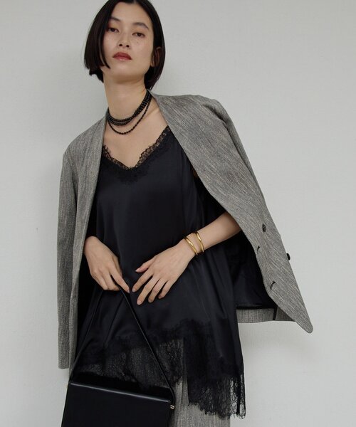 GALLARDAGALANTE(ガリャルダガランテ)の「【セットアップ対応】ノーカラーツイードジャケット(その他アウター・レディース・ベージュ/ブラック・FREE)」の3枚目の写真