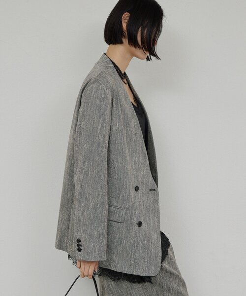 GALLARDAGALANTE(ガリャルダガランテ)の「【セットアップ対応】ノーカラーツイードジャケット(その他アウター・レディース・ベージュ/ブラック・FREE)」の6枚目の写真