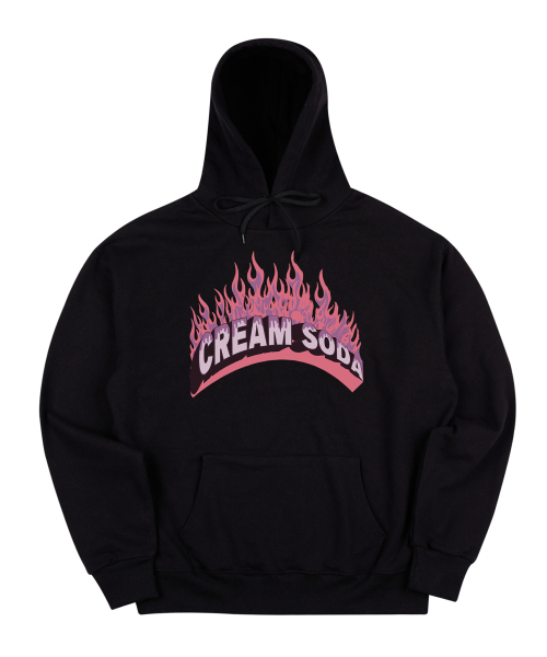 CREAM SODA LAB(クリームソーダラボ)の「バーニングブラックピンクフードパーカー(パーカー・メンズ・その他・MEDIUM/LARGE/X-LARGE)」の1枚目の写真