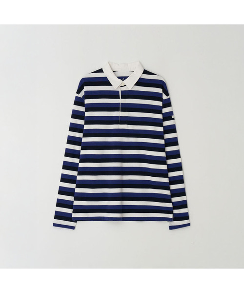 RMRN（アルエームアルエヌ）の「LOOSE FIT STRIPE RUGBY T-SHIRT（ポロシャツ・レディース・レッド/ブルー/ミント/マスタード・FREE）」の3枚目の写真