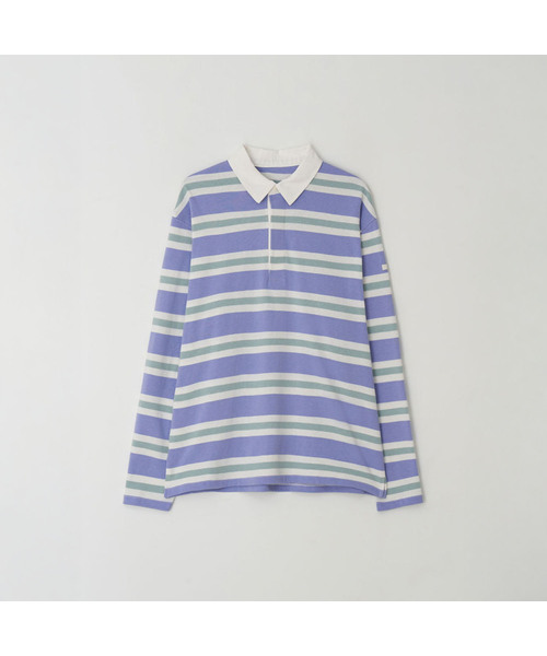RMRN（アルエームアルエヌ）の「LOOSE FIT STRIPE RUGBY T-SHIRT（ポロシャツ・レディース・レッド/ブルー/ミント/マスタード・FREE）」の2枚目の写真